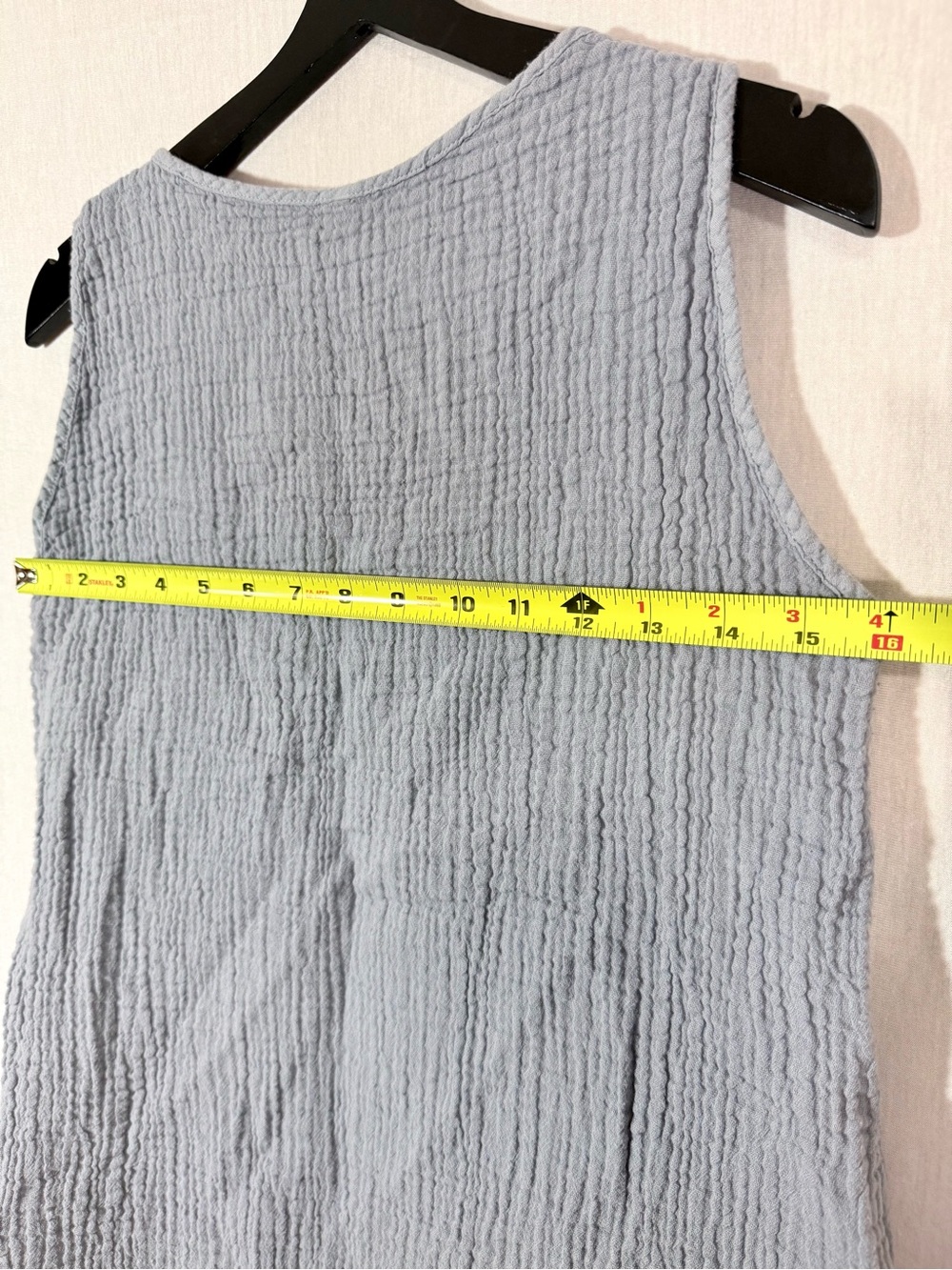 Handmade grey Blue Sleeveless V-Neck 100% Cotton shirt: screen print Dragonfly - Picture 7 of 7
